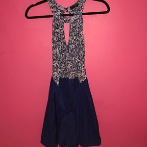 Navy blue floral romper